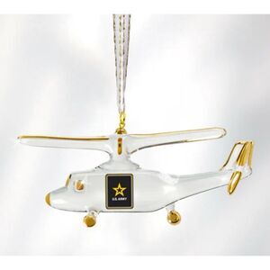 Glass Baron U.S. Army Helicopter Ornament Accented with Real 22kt Gold / NIB